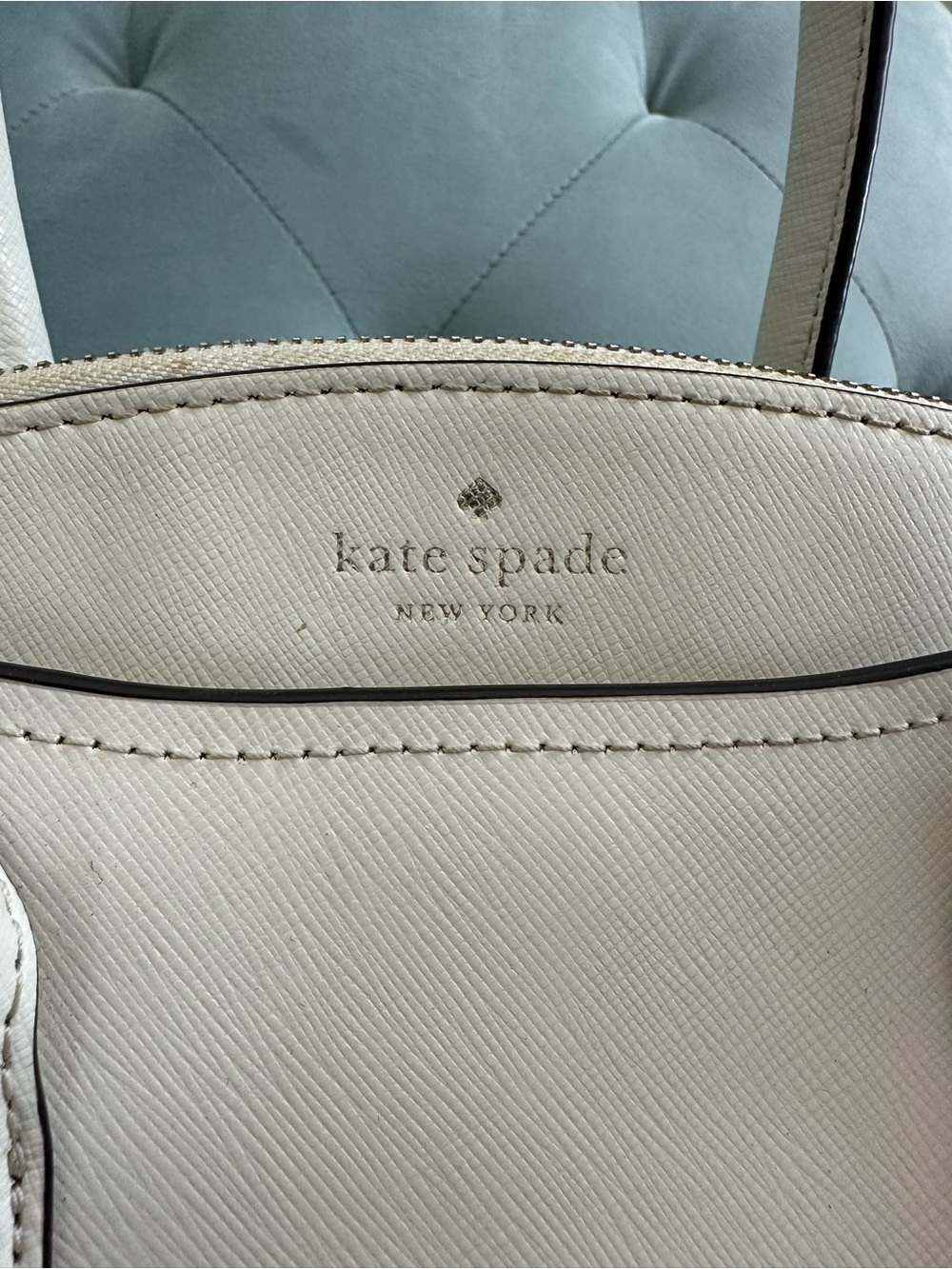 kate spade Cream Structured Leather Satchel with Top Handles - Picture 4 of 13